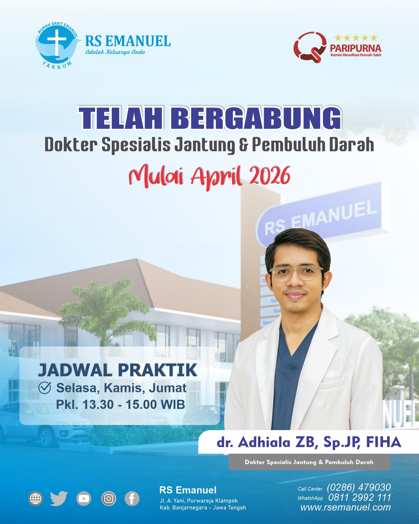 Telah Bergabung Dokter Baru Spesialis Jantung dan Pembuluh Darah (dr. Adhiala ZB, Sp.JP, FIHA)