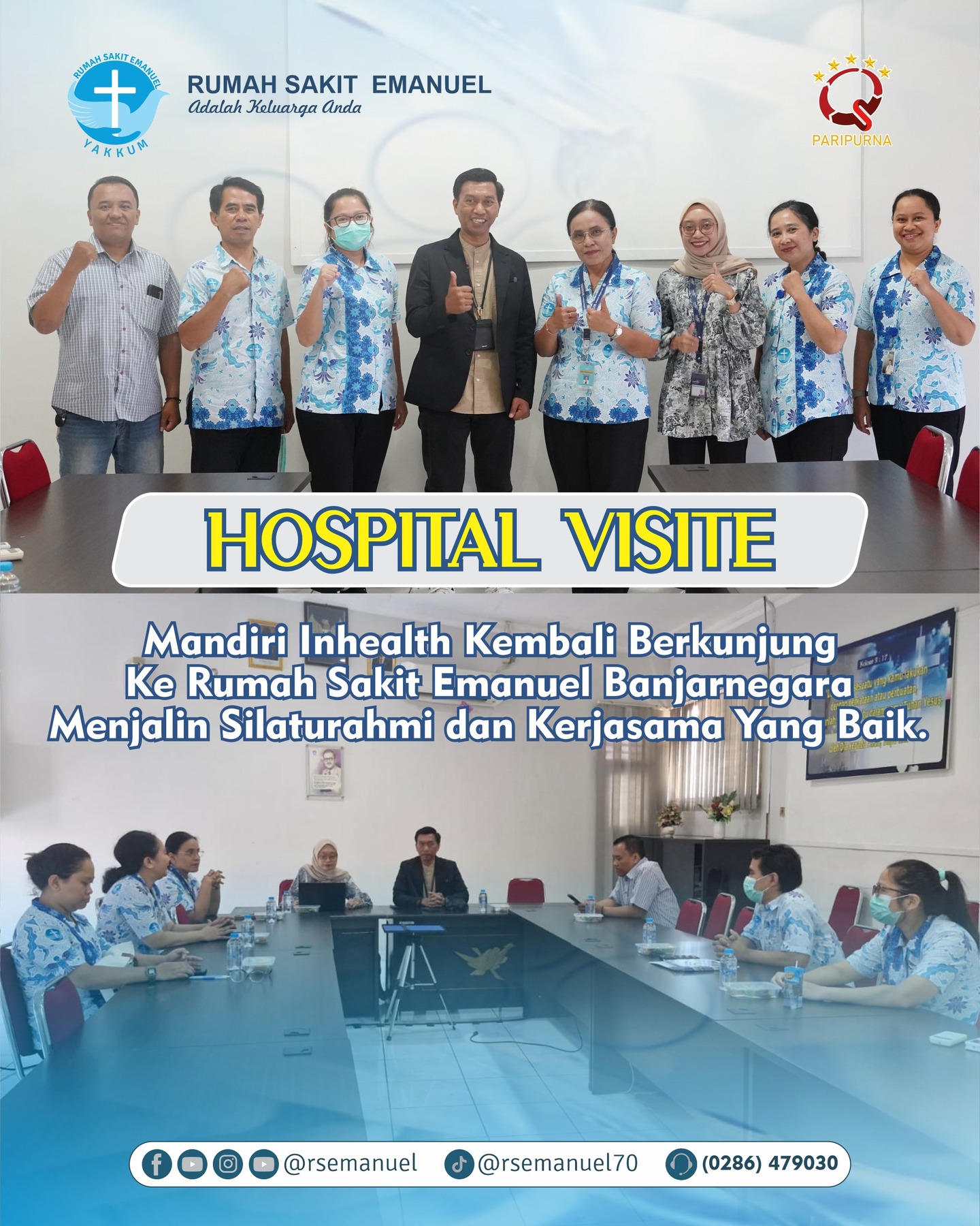 Sinergi Layanan Kesehatan, Mandiri Inhealth Purwokerto Kunjungi RS Emanuel Banjarnegara