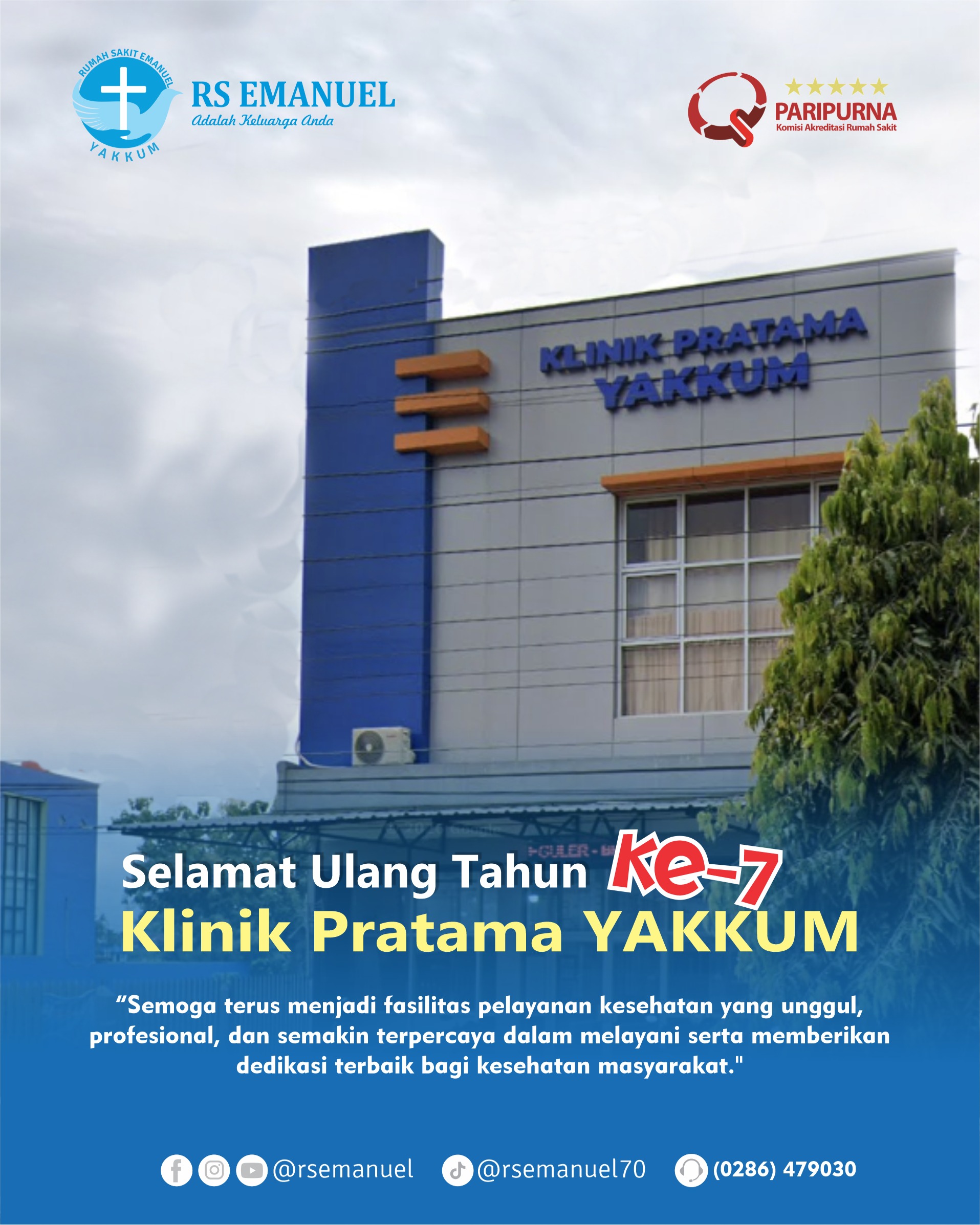 Selamat Ulang Tahun Ke-7 Klinik Pratama YAKKUM, Maju dan Berkembang Bersama Masyarakat