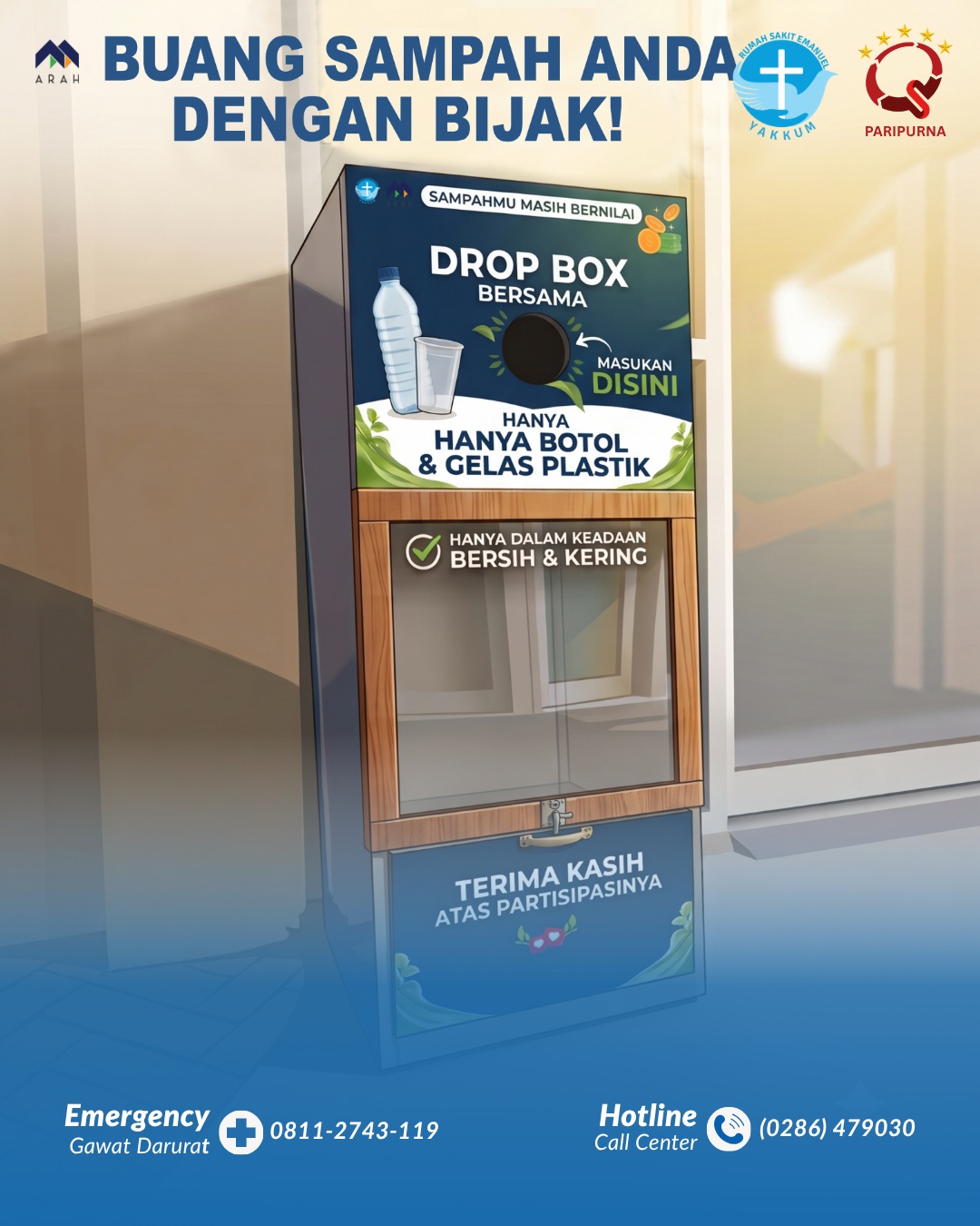 Rumah Sakit Emanuel Peduli Lingkungan melalui Dropbox Sampah Plastik